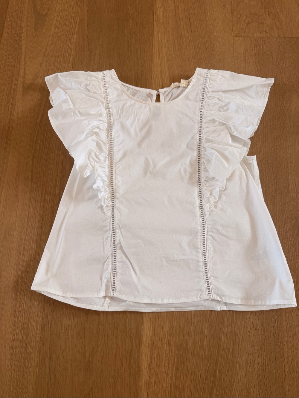 Painted Threads White Ruffle-Trim Cotton Blouse - Picture 2 of 9